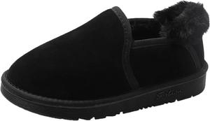 CsgrFagr Мужские и женские ботинки для пар, зимние слипоны на плоской подошве, стойкие к брызгам, с плюшевой подкладкой, легкие домашние зимние ботинки для женщин (черный, 6.5)