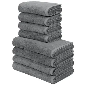 Мой домашний набор полотенец Merida, 4 банных полотенца (70x140 см), 4 полотенца для рук (50x100 см) 8 мягких махровых, 100% хлопок My Home, темно-серый