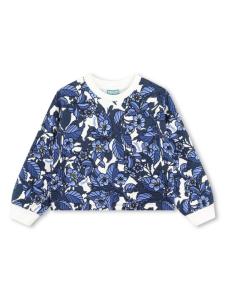 Kenzo Kids толстовка с контрастными вставками и цветочным принтом, синий