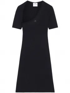 Трикотажное платье в рубчик Courrèges, черный