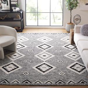 SAFAVIEH ковер 244 x 305 см - коллекция Aspen - большой - Black & Ivory, ручной работы из шерсти, марокканский дизайн бохо, идеально для гостиной, спальни, офиса, столовой (APN814Z)