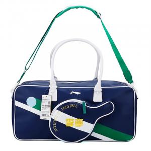 Сумка спортивная LiNing PU большая унисекс графитово-синяя/шампань белая