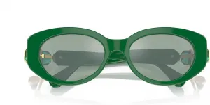 Женские солнцезащитные очки Swarovski SK6002f с низкой переносицей, овальной формы, Dark Green/Azure Internal Mirrored Silver