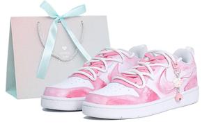 Court borough нескользкие амортизирующие противоударные с устойчивостью к истиранию низкие кроссовки для скейтбординга kids' Nike, розовый