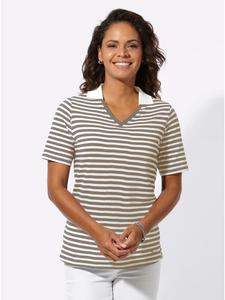 Полосатая рубашка в серо-коричневые и белые полосы WITT WEIDEN