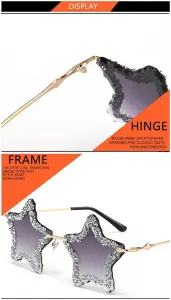 Солнцезащитные очки Melrose с пятиконечной звездой и бриллиантовой оправой, модные женские солнцезащитные очки, эффектные очки для вечеринок, модель 20002, Yellow