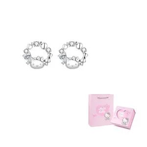 Hello Kitty Zircon Stud Earrings Women's Sanrio, hello kitty zircon stud earrings