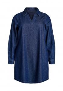 Платье Zizzi MIT V AUSSCHNITT UND KRAGEN, Dark Blue Denim/Dark-Blue Denim