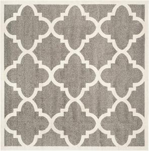 Ковер SAFAVIEH, 214 x 214 см, Amherst Collection, Dark Grey & Beige, Moroccan Trellis дизайн, без линьки и простой в уходе, идеален для помещений с высокой проходимостью в гостиной, спальне (AMT423R)