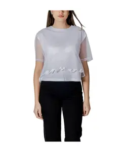 Белая хлопковая футболка с сетчатыми вставками Armani Exchange, белый