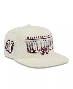 Мужская белая вельветовая бейсболка-кепка Mississippi State Bulldogs Throwback Golfer New Era