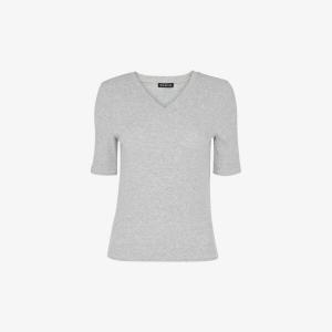 Топ из эластичного трикотажа с V-образным вырезом и отделкой в рубчик Whistles, серый