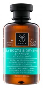Шампунь Apivita Holistic Hair Care с крапивой и прополисом для жирной кожи головы и сухих кончиков волос 250 мл