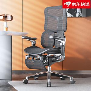 Эргономичное кресло SIHOO Doro S300 черное глянцевое с подставкой для ног