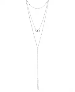 Многослойное ожерелье-лариат из серебристого пресноводного жемчуга (3 мм), 16 дюймов + удлинитель 2 дюйма Adornia, silver