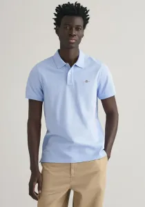 Рубашка-поло Gant "REG SHIELD SS PIQUE POLO", с логотипом и плоским вязаным воротником, 100 % хлопок пике, синий