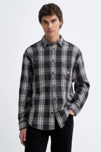 Хлопковая рубашка Tommy Jeans, серый