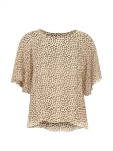 Блузка с принтом и круглым вырезом Kaos, бежевый