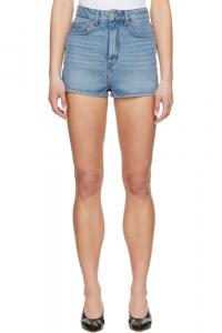 Синие хлопковые мини-джинсовые шорты AMI Paris