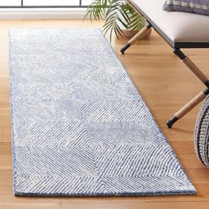 Ковер-дорожка SAFAVIEH, 69 x 244 см, Soho Collection, Navy & Ivory, современный дизайн, идеально для помещений с высокой проходимостью: прихожая, ванная комната и кухня (SOH126N-28)