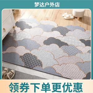 Dajiang Ковер 120х220 см для прихожей с облачным узором, синий, с петлевым ворсом, можно обрезать