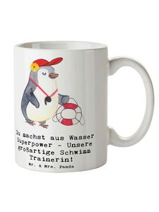 Кружка тренера по плаванию Superpower с надписью белого цвета Mr. & Mrs. Panda
