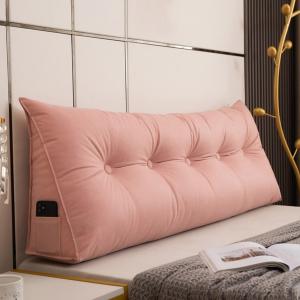 Однотонная треугольная подушка для чтения, размер Queen Size, модная подушка-подушка для поддержки спины, дышащая, портативная, для общежития, дивана-кровати, съемная и моющаяся (Цвет: розовый, Размер) COZMAX, Pink
