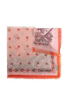 Шарф из кашемира с принтом "пейсли" и необработанными краями Moschino, розовый