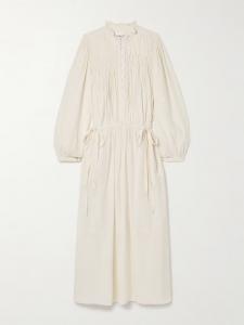 Платье миди Dalida из смесового хлопка и вуали со сборками Marant Étoile, белый