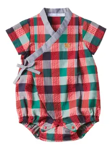 Клетчатое боди с запахом Familiar, красный