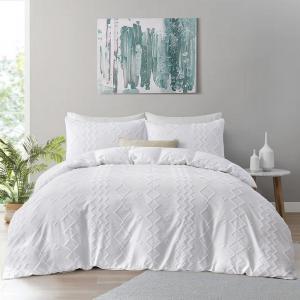 Unikome Подстриженный жаккардовый пододеяльник с шикарным текстурированным акцентом, легкое покрывало из микрофибры, цвет White Diamond