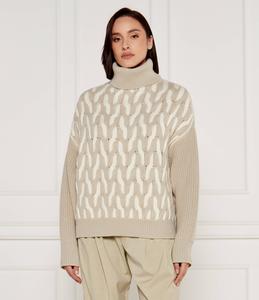 Свитер из шерсти BOSS BLACK Ferdolia Regular Fit, бежевый