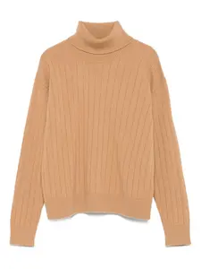 Свитер в рубчик с высоким воротником Eleventy, коричневый
