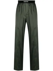 Шелковые брюки с логотипом TOM FORD, зеленый