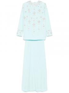 Dina Melwani комплект из топа и юбки с кристаллами, синий