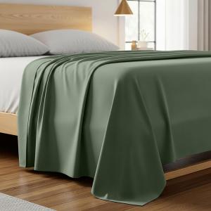 Mellanni Простыня, размер 97х203 см, в комплекте 1 простыня, коллекция Iconic, роскошное, очень мягкое, охлаждающее, устойчивое к смятию, выцветанию и пятнам, цвет шалфей