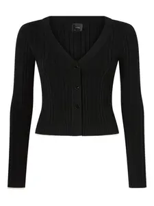 Кардиган с V-образным вырезом в рубчик PINKO, черный