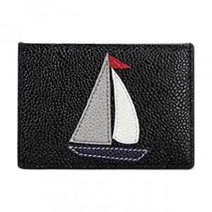 Thom Browne Мужской держатель для карт из коровьей кожи, черный