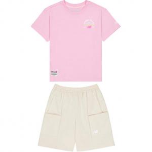 Детский спортивный костюм New Balance, комплект (розовый+светло-коричневый)