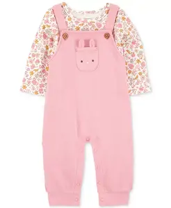 Комплект для девочек: футболка с длинным рукавом и комбинезон с цветочным принтом, 2 предмета Carter's, розовый