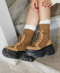 Ботинки-носки на шнуровке Pageboy, цвет Brown 55