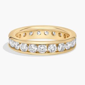 Кольцо-вечность с круглыми выращенными в лаборатории бриллиантами в канальной оправе из 14-каратного желтого золота (2 карата, два карата - FG / VS2-SI1) Blue Nile