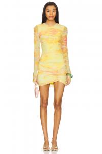 Мини-платье Mirza Afrm, acid yellow marble