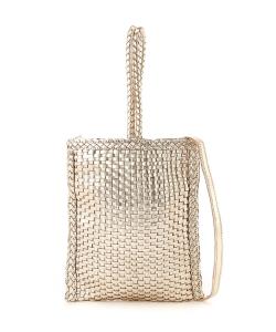 Сплетенная вручную сетчатая кожаная мини-сумка, которую можно использовать двумя способами Swaraj, цвет Gold