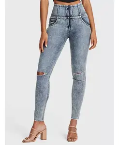 Женские облегающие рваные джинсы скинни Freddy, синий