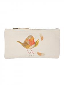 Mr. & Mrs. Panda Пенал с перьями малиновки, без надписи, белого цвета