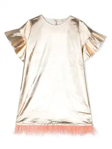 Платье с металлизированной отделкой и оборками Andorine, золотой
