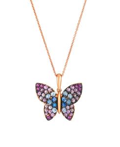 Колье с сапфирами разного цвета (0,34 карата) и розовыми сапфирами разного цвета (0,82 карата) из 14-каратного клубничного золота Le Vian, Rose Gold, multi