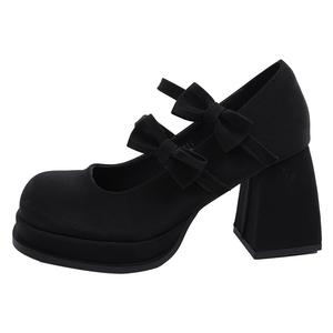 Xingdiman Матовые черные женские туфли на платформе с массивным каблуком 7 см, цвет Matte Black 7CM