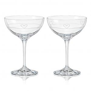 Чаша для шампанского Бокалы для шампанского-купе DIAMOND HEART хрустальные бокалы 210 мл, набор из 2 шт Crystalex